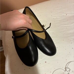 & Other Stories Black Leather Mary Jane Flats with Strap